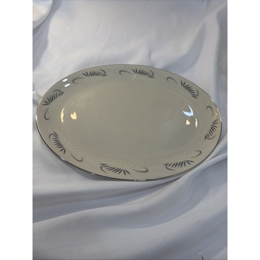 Flintridge CONTINENTAL WHITE PATTERN 14" Oval Serving Platter MADE N CALIFORNI24